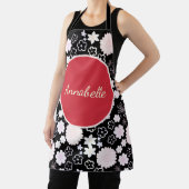 Fett Schwarz Rote Blume Blumenmuster mit Namen Schürze (InSitu)