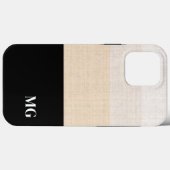 Fett Schwarz und Creme gestreift mit Initialen Case-Mate iPhone Hülle (Rückseite (Horizontal))
