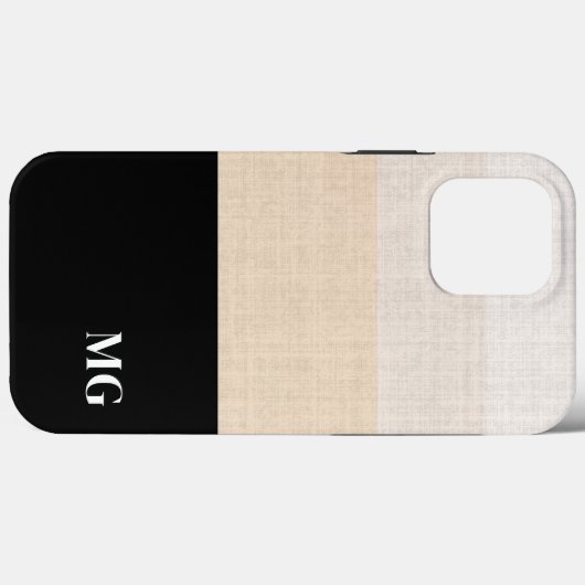 Fett Schwarz und Creme gestreift mit Initialen Case-Mate iPhone Hülle (Rückseite (Horizontal))