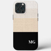 Fett Schwarz und Creme gestreift mit Initialen Case-Mate iPhone Hülle (Rückseite)