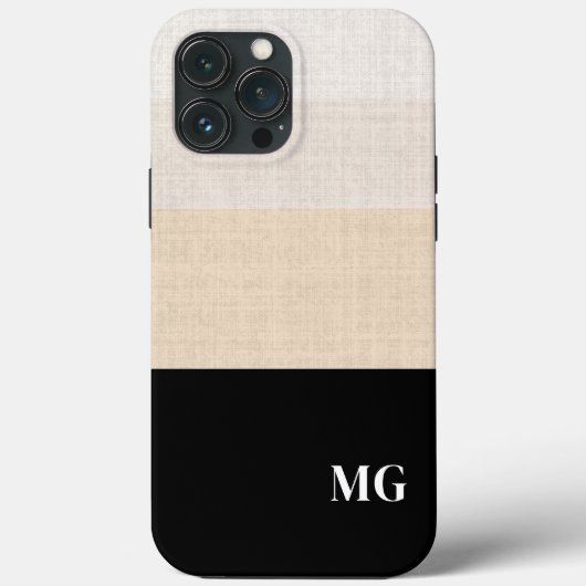 Fett Schwarz und Creme gestreift mit Initialen Case-Mate iPhone Hülle (Rückseite)