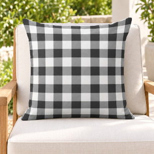 Fett schwarz weiß Gingham Karo Kariert Kissen