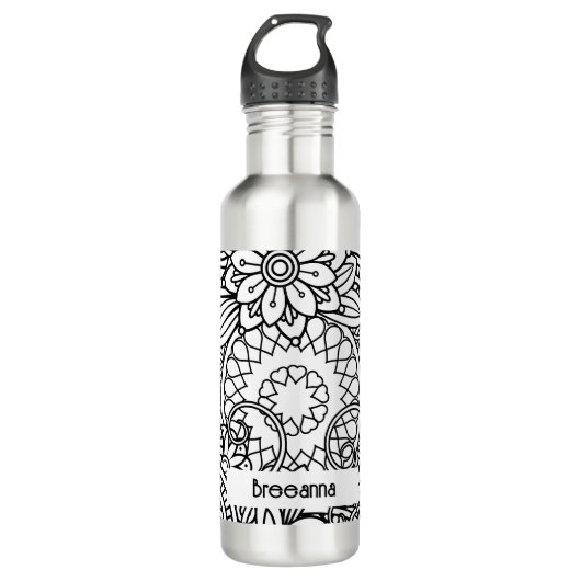 Fett Schwarz-Weiß-Grafik-Design Edelstahlflasche (Vorderseite)