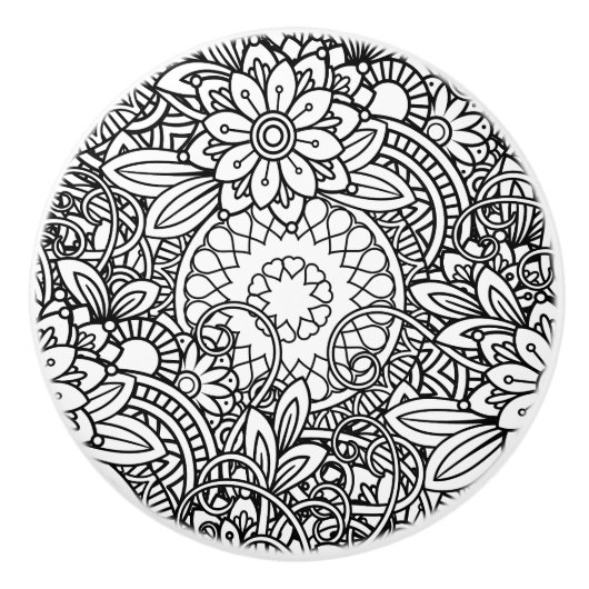 Fett Schwarz-Weiß-Grafik-Design Keramikknauf (Vorderseite)