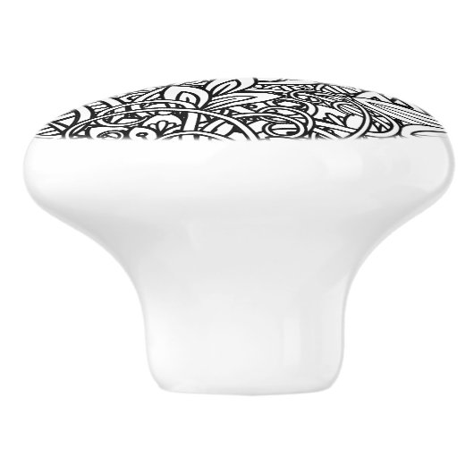 Fett Schwarz-Weiß-Grafik-Design Keramikknauf (Seitenansicht)