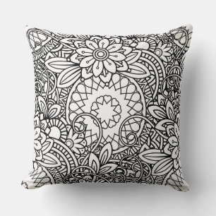 Fett Schwarz-Weiß-Grafik-Design Kissen