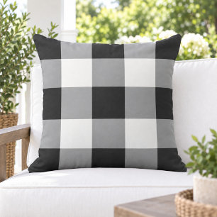 Fett schwarz weiß große Gingham-Karo Kissen