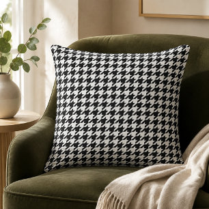 Fett schwarz weiß große Houndstooth Kissen
