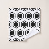 Fett Schwarz-Weiß-Hexagonal Badhandtuch Set (Waschlappen)