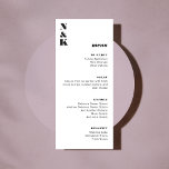 Fett Schwarz-Weiß-Hochzeitskennzeichen für Monogra Menükarte<br><div class="desc">Angepasstes Menü für die fette Monogram Black and White Wedding</div>