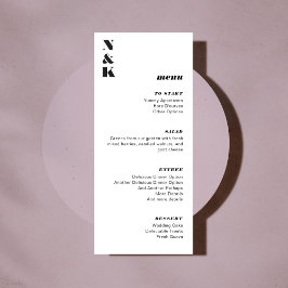 Fett Schwarz-Weiß-Hochzeitskennzeichen für Monogra Menükarte