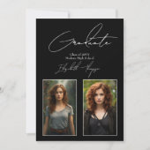 Fett Schwarz-Weiß-Modernes Abschluss Foto Einladung (Vorderseite)