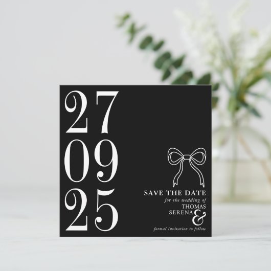 Fett Schwarz-Weiß Monochrome Moderne Moderne Save The Date (Stehend Vorderseite)