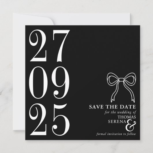 Fett Schwarz-Weiß Monochrome Moderne Moderne Save The Date (Vorderseite)