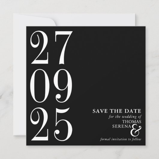 Fett Schwarz-Weiß Monochrome Moderne Moderne Save The Date (Vorderseite)