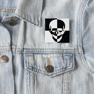 Fett Schwarz-Weiß-optische Illusion Skull-Design Button