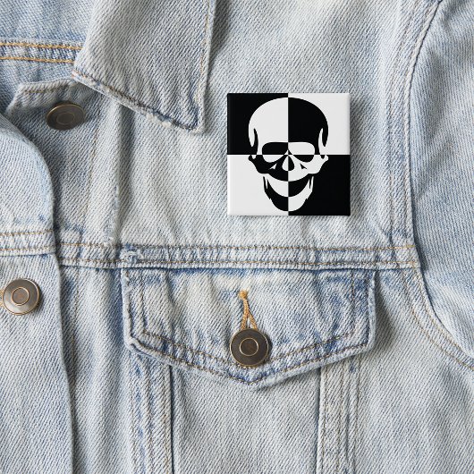 Fett Schwarz-Weiß-optische Illusion Skull-Design Button