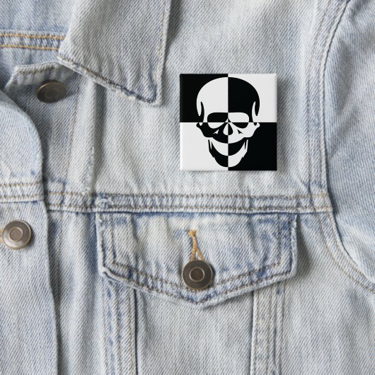 Fett Schwarz-Weiß-optische Illusion Skull-Design Button (Beispiel)