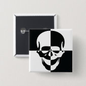 Fett Schwarz-Weiß-optische Illusion Skull-Design Button (Vorne & Hinten)