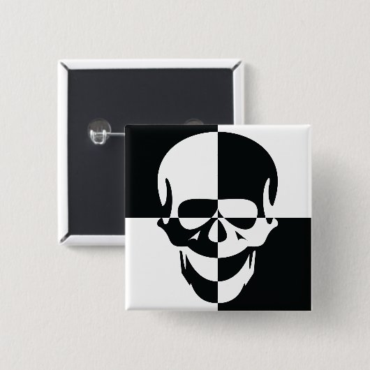 Fett Schwarz-Weiß-optische Illusion Skull-Design Button (Vorne & Hinten)