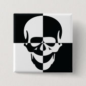 Fett Schwarz-Weiß-optische Illusion Skull-Design Button (Vorderseite)