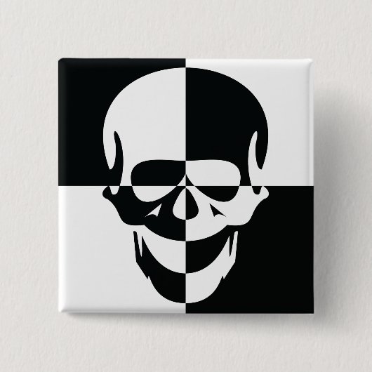 Fett Schwarz-Weiß-optische Illusion Skull-Design Button (Vorderseite)
