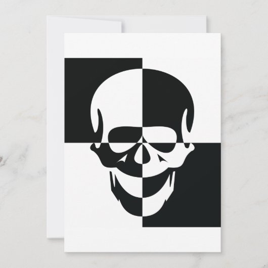 Fett Schwarz-Weiß-optische Illusion Skull-Design Einladung (Vorderseite)