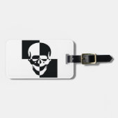 Fett Schwarz-Weiß-optische Illusion Skull-Design Gepäckanhänger (Vorderseite horizontal)