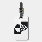 Fett Schwarz-Weiß-optische Illusion Skull-Design Gepäckanhänger (Vorderseite vertikal)