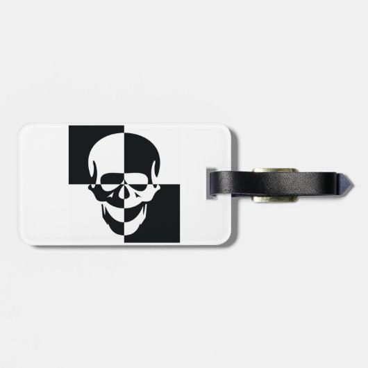 Fett Schwarz-Weiß-optische Illusion Skull-Design Gepäckanhänger (Rückseite horizontal)