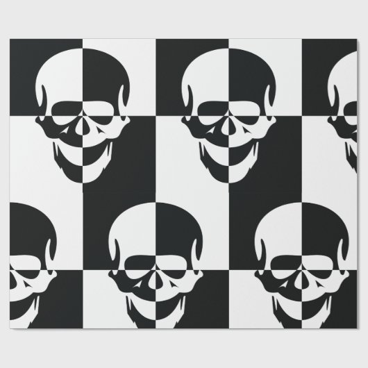 Fett Schwarz-Weiß-optische Illusion Skull-Design Geschenkpapier (Flach)