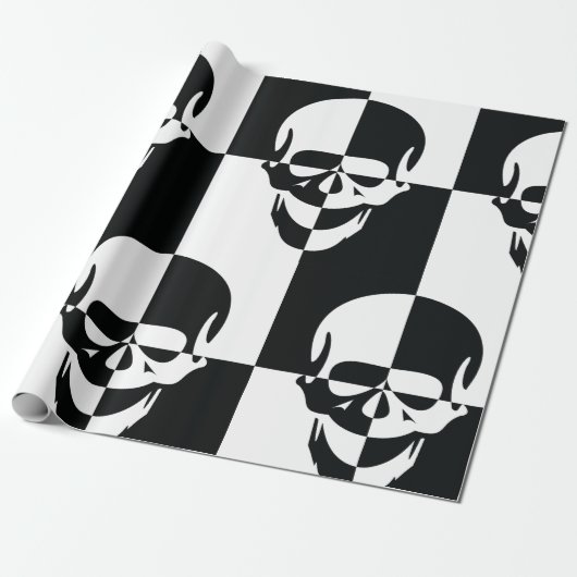 Fett Schwarz-Weiß-optische Illusion Skull-Design Geschenkpapier (Ungerollt)