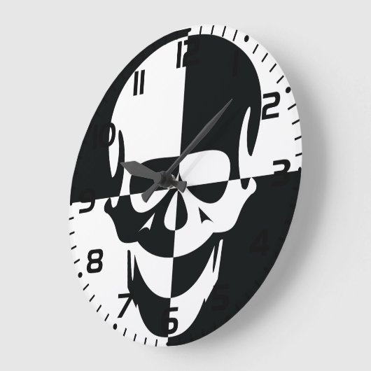 Fett Schwarz-Weiß-optische Illusion Skull-Design Große Wanduhr (Winkel)