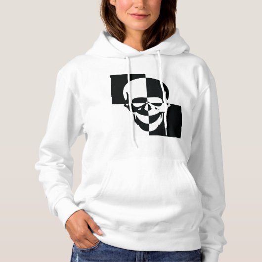 Fett Schwarz-Weiß-optische Illusion Skull-Design Hoodie (Vorderseite)