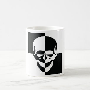 Fett Schwarz-Weiß-optische Illusion Skull-Design Kaffeetasse