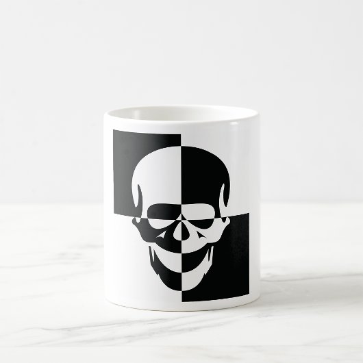 Fett Schwarz-Weiß-optische Illusion Skull-Design Kaffeetasse