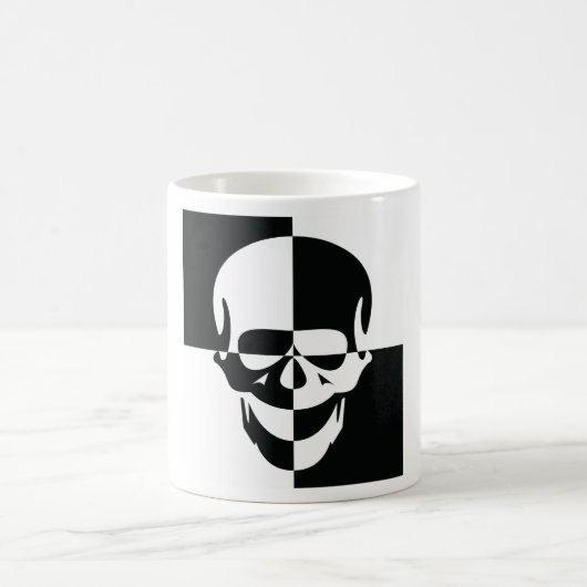 Fett Schwarz-Weiß-optische Illusion Skull-Design Kaffeetasse (Mittel)