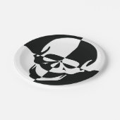 Fett Schwarz-Weiß-optische Illusion Skull-Design Pappteller (Schrägansicht)