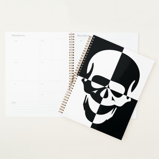 Fett Schwarz-Weiß-optische Illusion Skull-Design Planer (Anzeige)