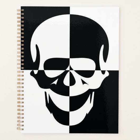 Fett Schwarz-Weiß-optische Illusion Skull-Design Planer (Vorderseite)