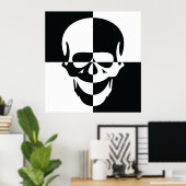 Fett Schwarz-Weiß-optische Illusion Skull-Design Poster (Heimbüro)