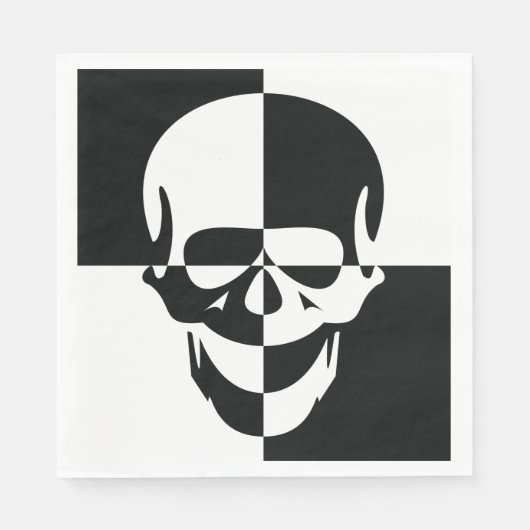Fett Schwarz-Weiß-optische Illusion Skull-Design Serviette (Vorderseite)