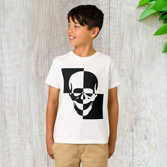 Fett Schwarz-Weiß-optische Illusion Skull-Design T-Shirt (Von Creator hochgeladen)