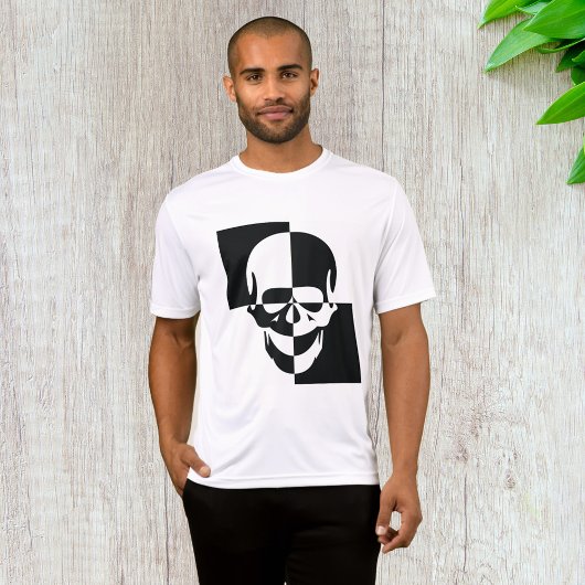 Fett Schwarz-Weiß-optische Illusion Skull-Design T-Shirt