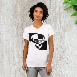 Fett Schwarz-Weiß-optische Illusion Skull-Design T-Shirt