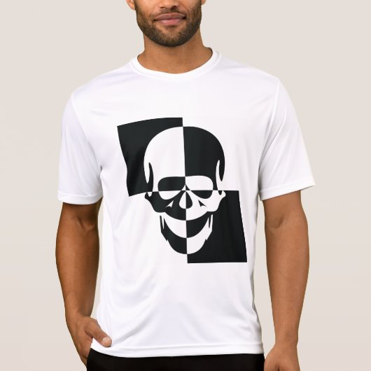 Fett Schwarz-Weiß-optische Illusion Skull-Design T-Shirt (Vorderseite)