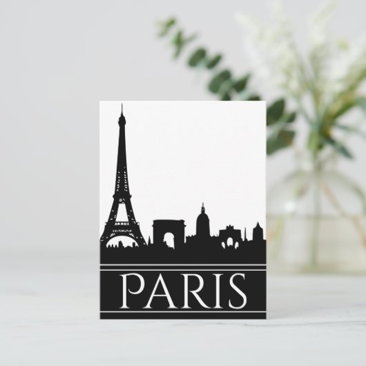 Fett Schwarz-Weiß-Paris Skyline Eiffel Tower Postkarte (Stehend Vorderseite)