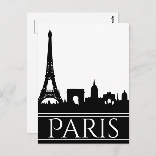 Fett Schwarz-Weiß-Paris Skyline Eiffel Tower Postkarte (Vorne/Hinten)