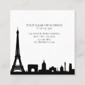 Fett Schwarz-Weiß-Paris Skyline Eiffel Tower Quadratische Visitenkarte (Rückseite)