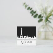 Fett Schwarz-Weiß-Paris Skyline Eiffel Tower Quadratische Visitenkarte (Stehend Vorderseite)